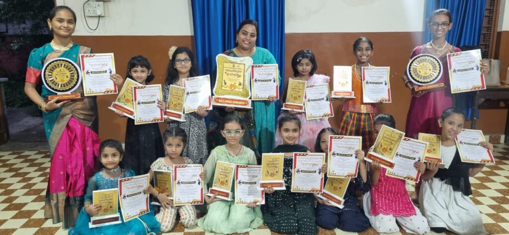 Second prize in Bharatanatyam group junior category in a competition organised by ANASS at Nagpur